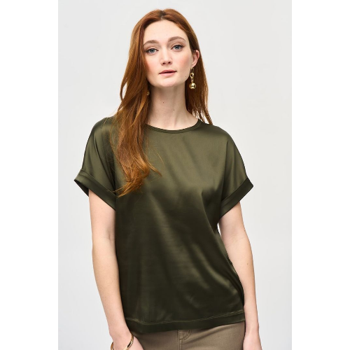 Joseph Ribkoff Satin Front Short Sleeve Top at Helen Ainson