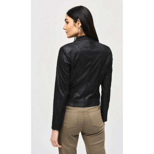 Joseph Ribkoff Faux Suede Jacket With Metallic Mesh Detail at Helen Ainson