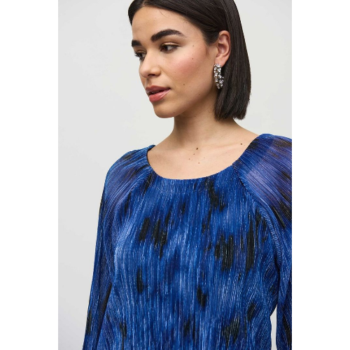 Joseph Ribkoff Pleated Knit Abstract Print Flared Top at Helen Ainson