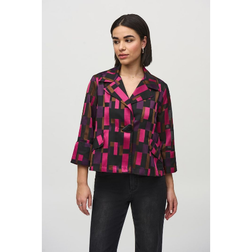 Joseph Ribkoff Geometric Organza Jacquard Swing Jacket at Helen Ainson