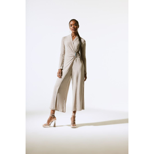 Joseph Ribkoff Shiny Knit Wide Leg Jumpsuit at Helen Ainson