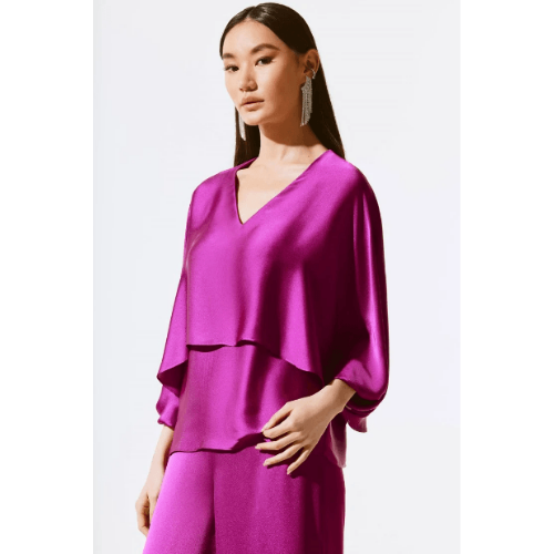 Joseph Ribkoff Satin V-Neck Layered Top at Helen Ainson