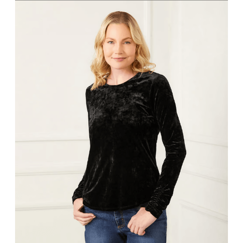 Karen Kane Shirred Sleeve Velvet Top at Helen Ainson