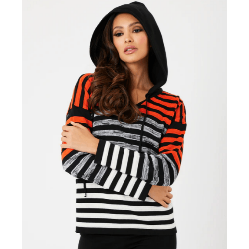 French Kyss Stripe V-Neck Hoodie at Helen Ainson