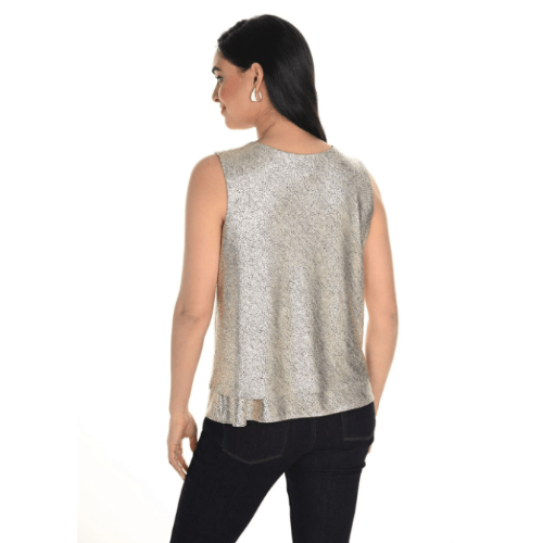 Frank Lyman Gold Layered V-Neck Sleeveless Top at Helen Ainson