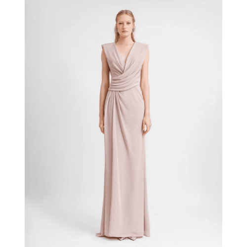 Gemy Maalouf V-neckline Gown With Waist Drapings at Helen Ainson