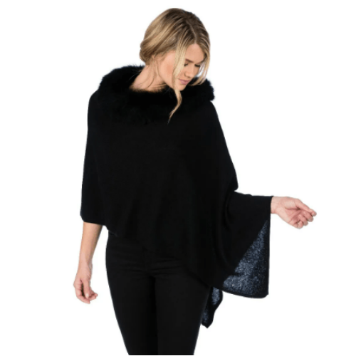 Alashan Cashmere Cashmere Luxe Windchill Fox Trim Topper at Helen Ainson