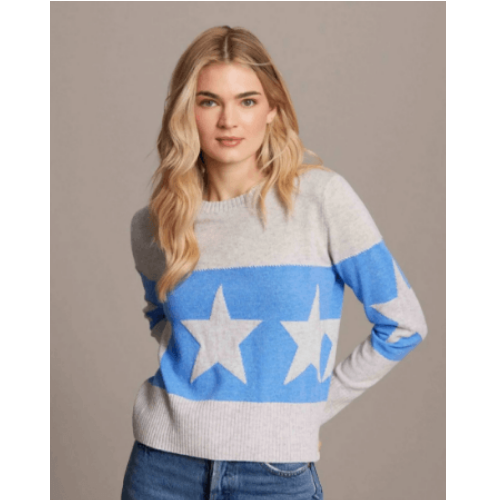 Alashan Cashmere Merino Banded Star Crew Top at Helen Ainson