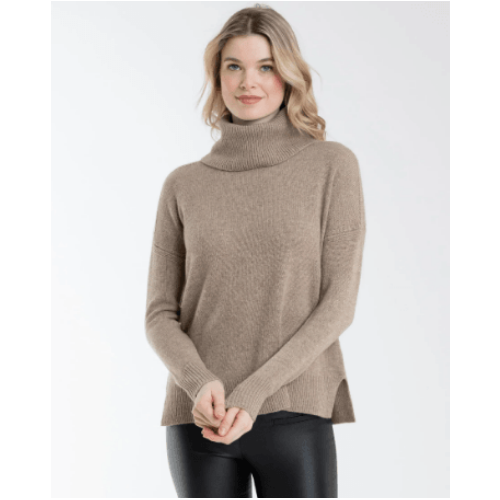 Alashan Cashmere 100% Cashmere Back Zip Turtleneck Sweater at Helen Ainson