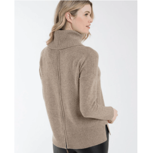 Alashan Cashmere 100% Cashmere Back Zip Turtleneck Sweater at Helen Ainson