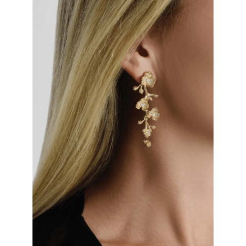 Anabel Aram Orchid White Pavé Dangle Earrings at Helen Ainson