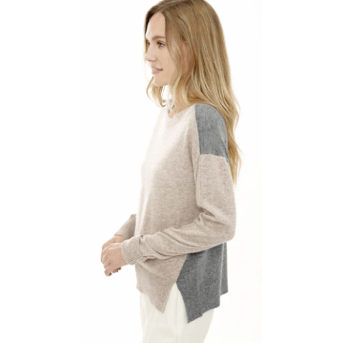 InCashmere Cashmere Long Sleeve Color Block Pullover at Helen Ainson