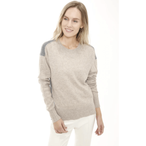 InCashmere Cashmere Long Sleeve Color Block Pullover at Helen Ainson