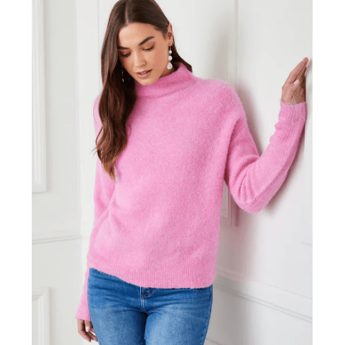 Karen Kane Mock Neck Boucle Sweater at Helen Ainson