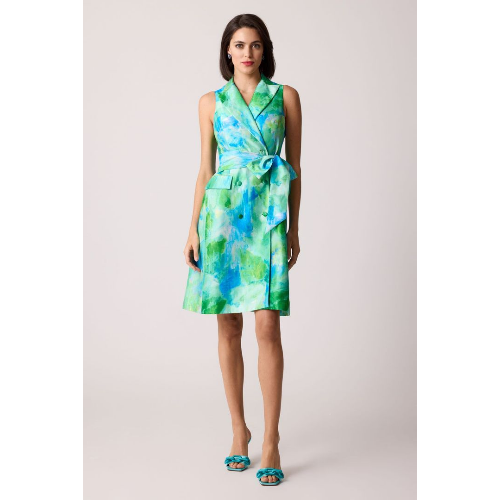 Teri Jon Jacquard Leaf Shirt Dress at Helen Ainson