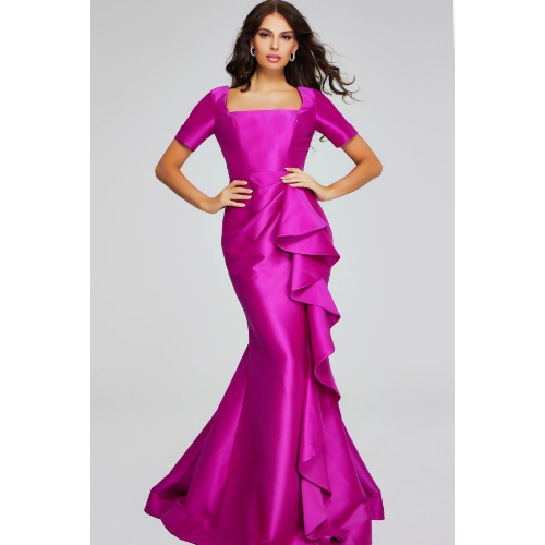 Jovani 41128 Square Neckline and Ruffle Detail Gown at Helen Ainson