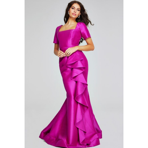 Jovani 41128 Square Neckline and Ruffle Detail Gown at Helen Ainson