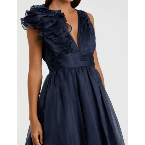 Mac Duggal Sleeveless Chiffon A-Line Tea Length Cocktail Dress at Helen Ainson