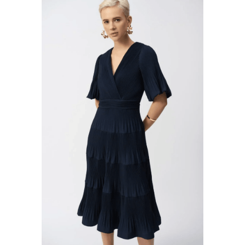 Joseph Ribkoff Pleated Woven Fit And Flare dress at Helen Ainson