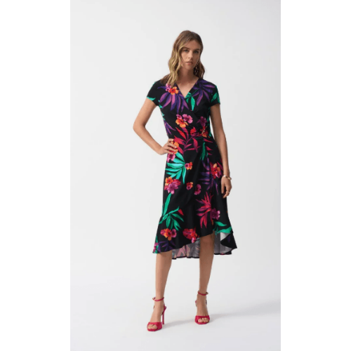 Joseph Ribkoff Silky Knit Tropical Print Wrap Dress at Helen Ainson