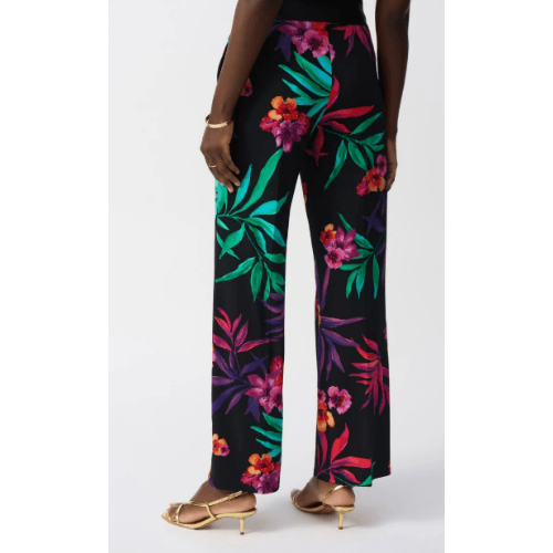 Joseph Ribkoff Silky Knit Tropical Print Wide-Leg Pants at Helen Ainson