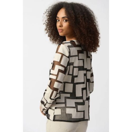 Joseph Ribkoff Mesh & Leatherette Fitted Jacket at Helen Ainson