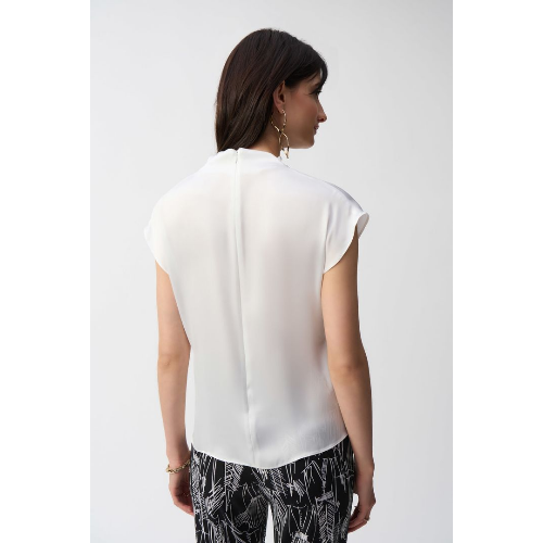 Joseph Ribkoff Satin Draped Mock Neck Top at Helen Ainson