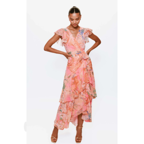 Hutch Cezza Orange Marble Swirl Dress at Helen Ainson