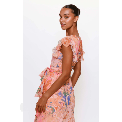 Hutch Cezza Orange Marble Swirl Dress at Helen Ainson