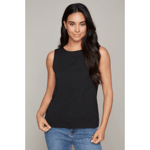 Carre Noir sleeveless top with back zipper detail at Helen Ainson